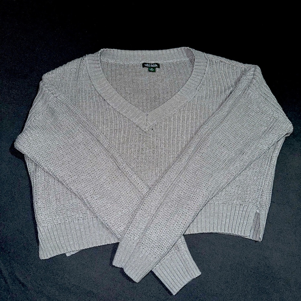 Wild Fable Gray Crop Top Sweater